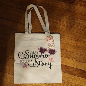 Summer Story White Canvas Tote Bag